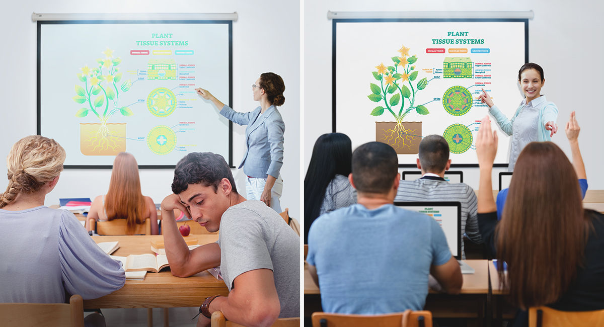 Old projectors with poor brightness and colors affect student engagement