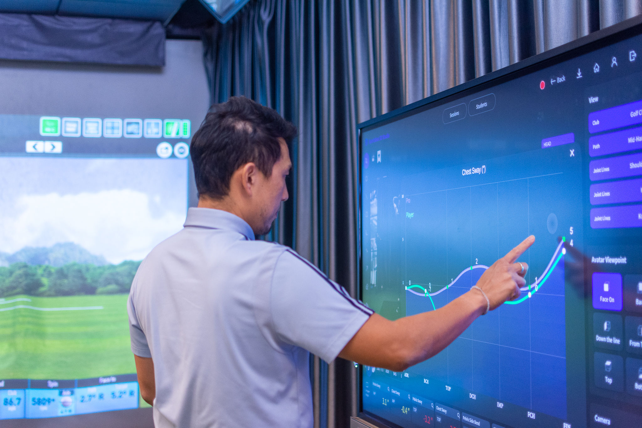 coaching iwht BenQ Board in Golfing Ground Performance center