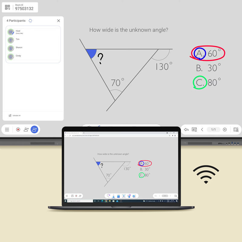 BenQ Board hybrid learning math problem