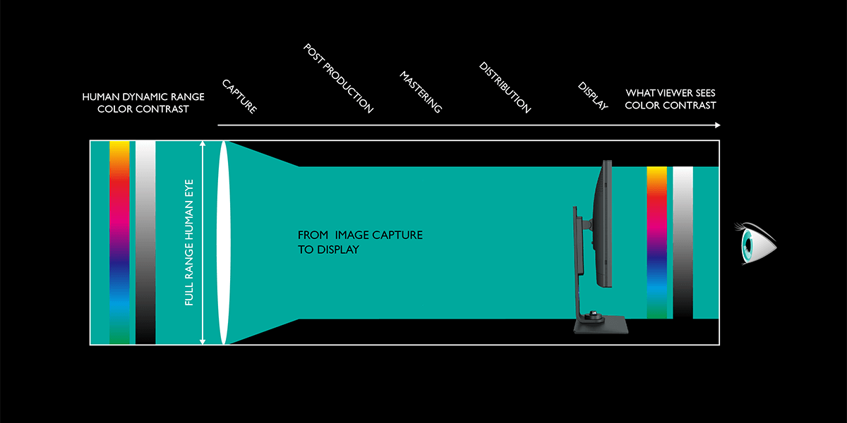 The picture shows the BT.2020 range from image capture to display.