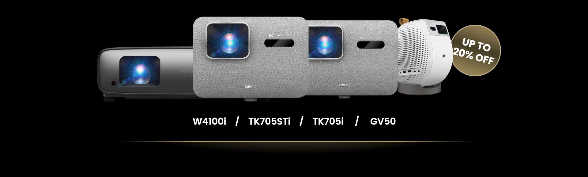 BenQ home theater projector series offering 4K resolution and low input lag, perfect for watching the 2026 world football tournament on a big screen. 