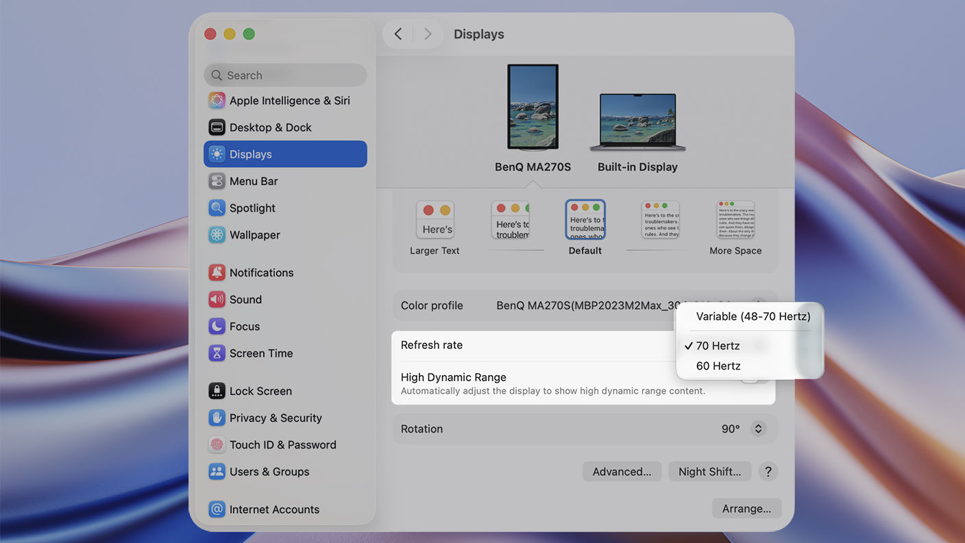 MacBook external monitor refresh rate