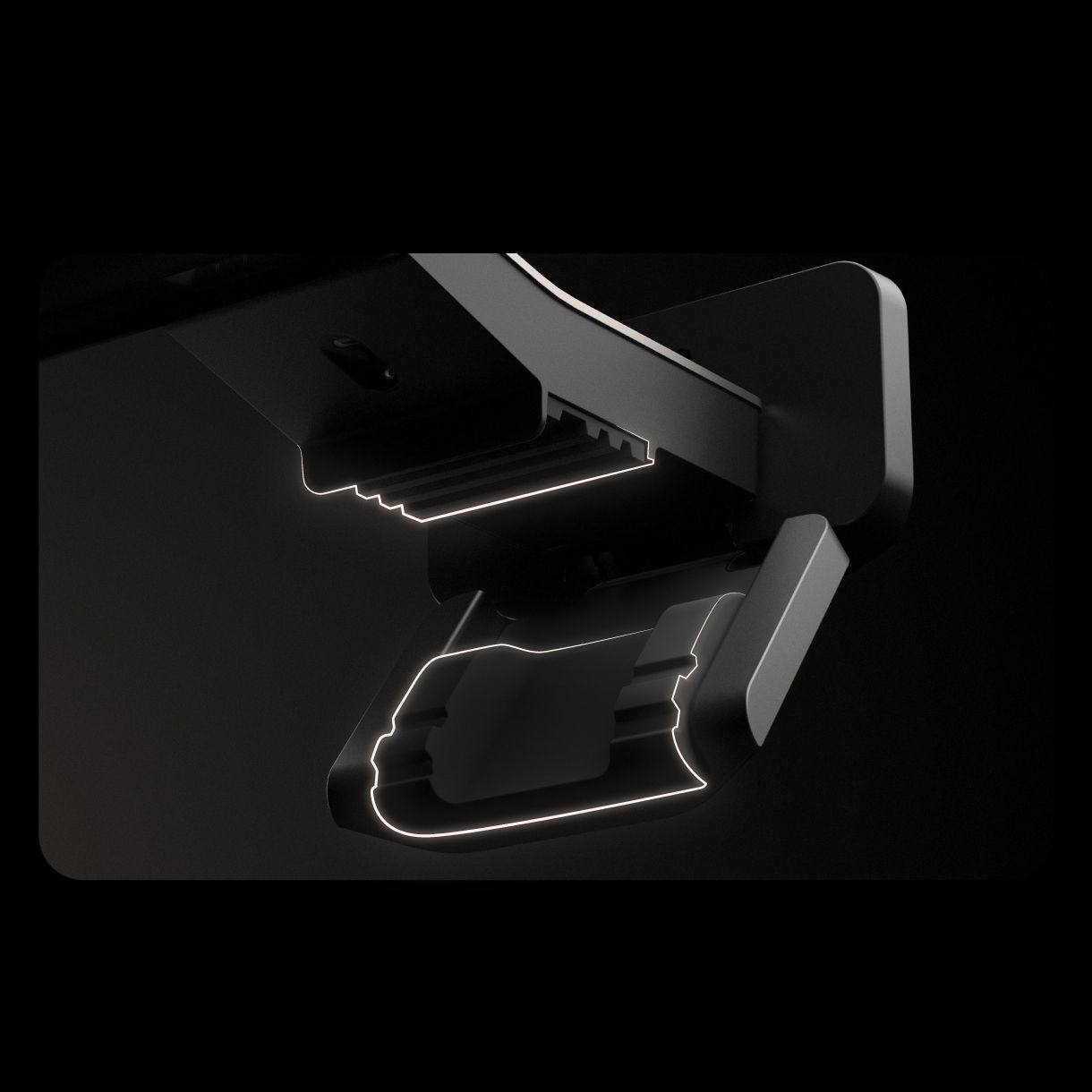 BenQ ScreenBar Halo 2 monitor light bar features a patented clamp with rubber-padded contact points that securely holds the light while preventing scratches on flat or curved monitors.