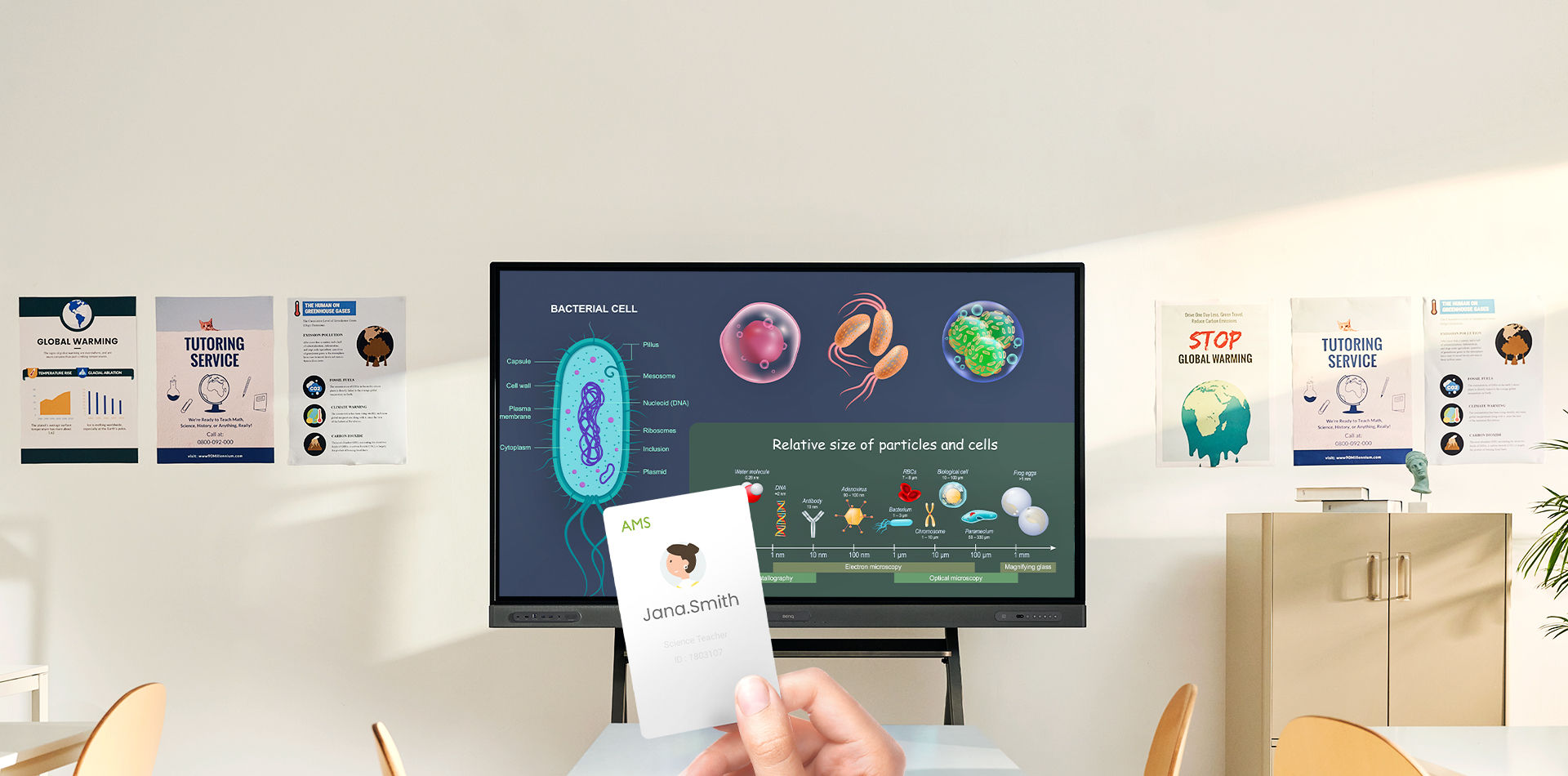 Two RP03 Pro Series BenQ Boards side by side in different classrooms