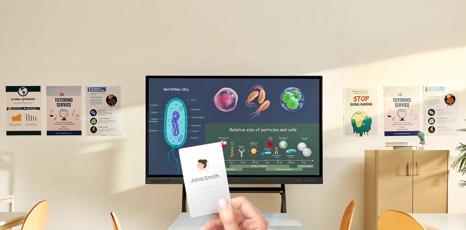 Two RP03 Pro Series BenQ Boards side by side in different classrooms