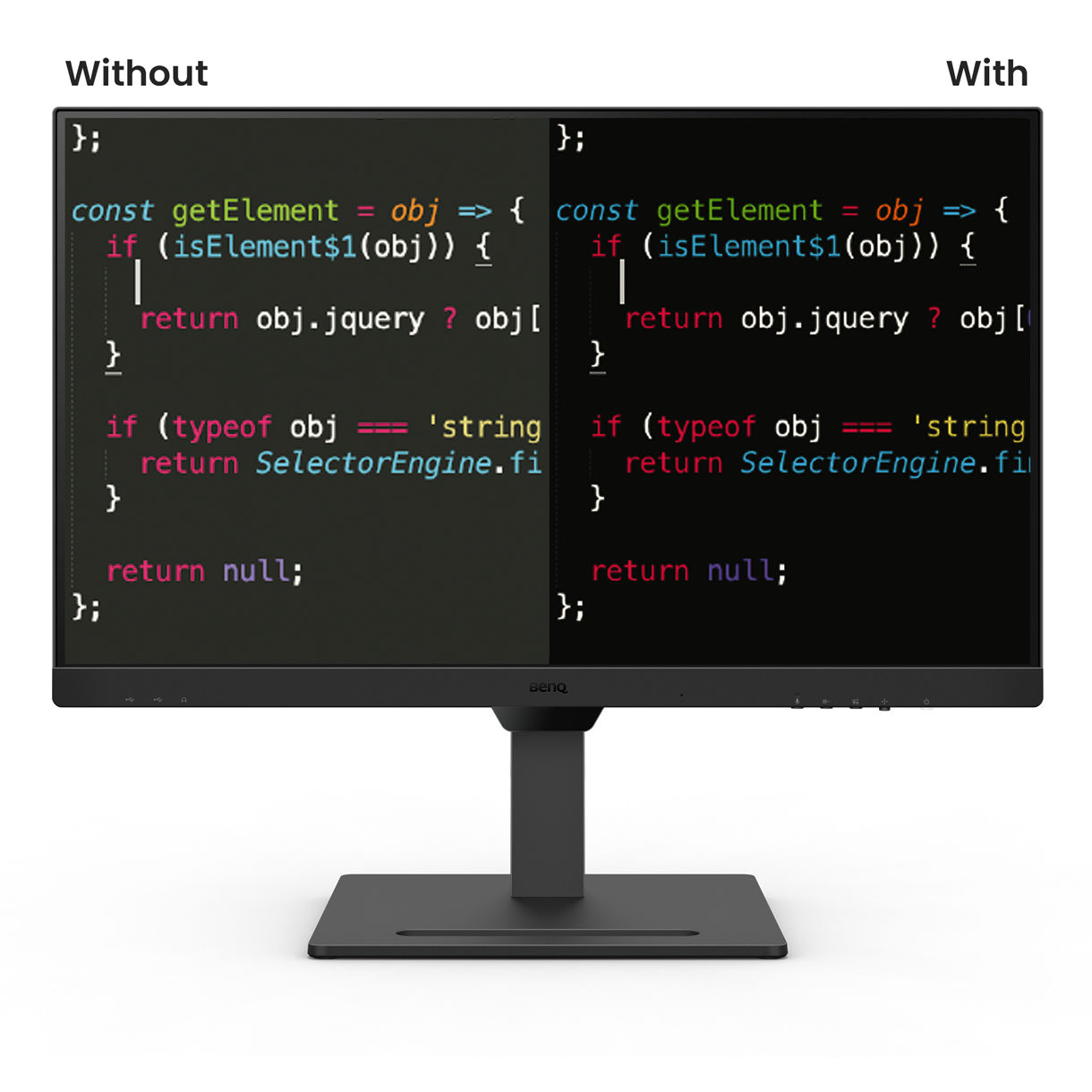 BenQ BL2790QT Coding Mode for easy readability with optimized contrast and saturation of dark mode.
