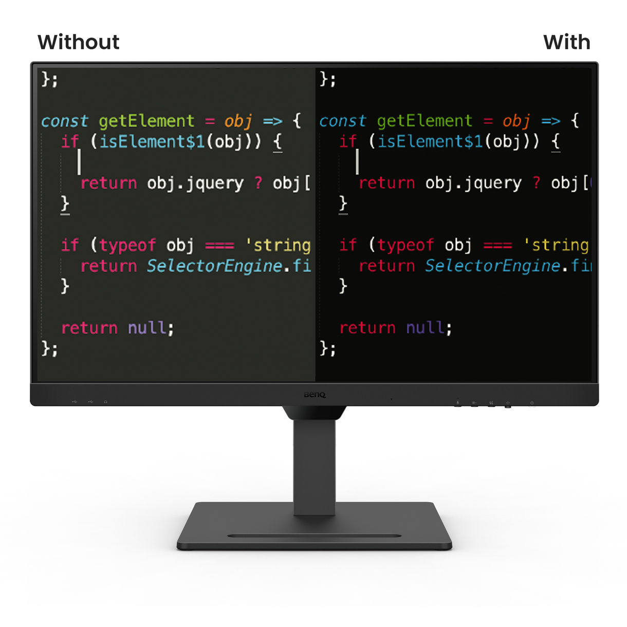 BenQ GW2790QT Coding Mode for easy readability with optimized contrast and saturation of dark mode.