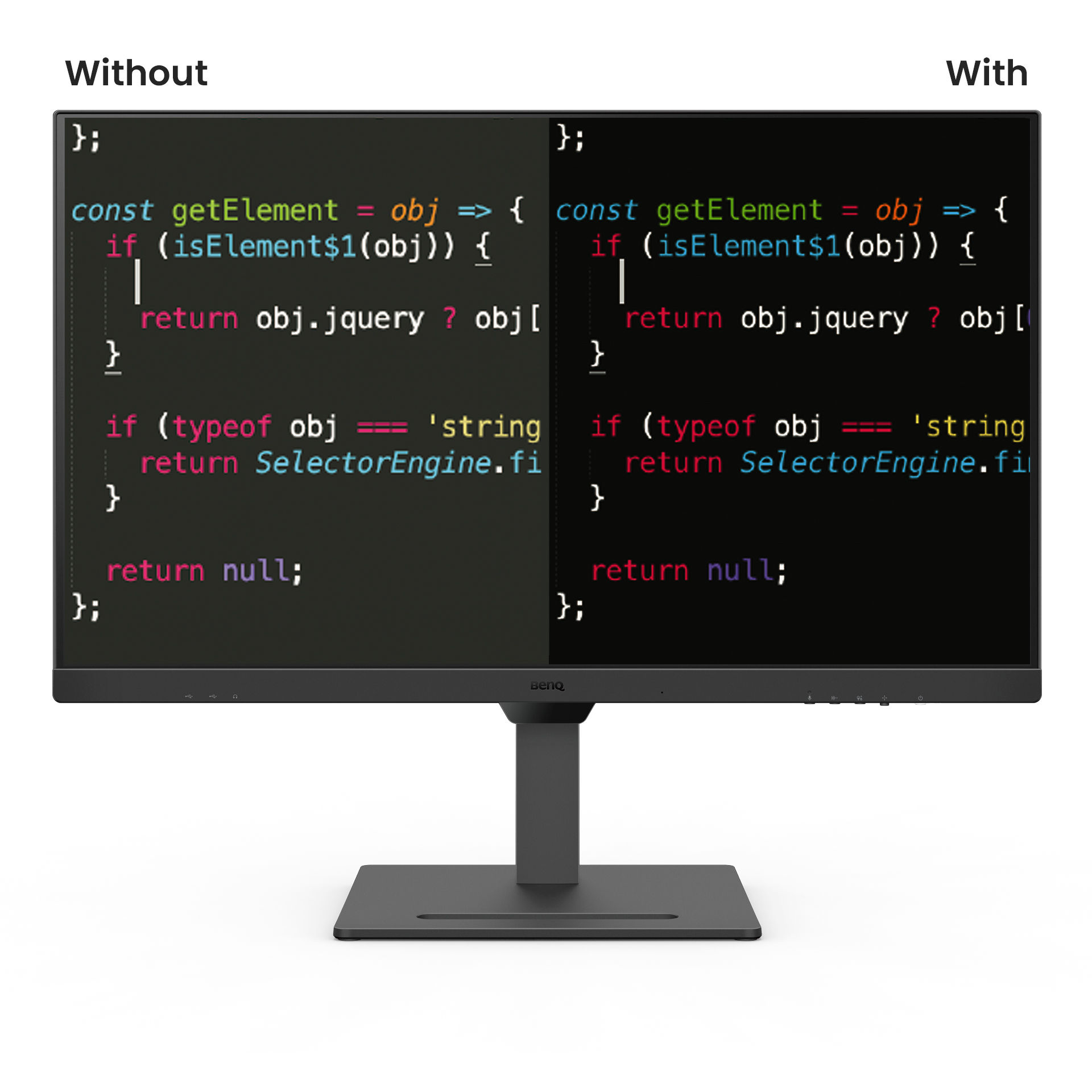 BenQ BL3290QT Coding Mode for easy readability with optimized contrast and saturation of dark mode.