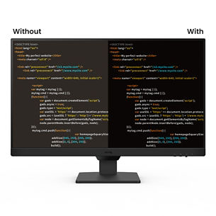 GW2790 comes with coding mode is designed to make every color stand out for easy readability with optimized contrast and saturation of dark mode