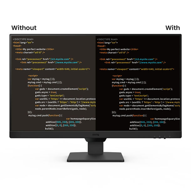 BenQ BL2790's Coding Mode devised to make every color pop out for easy readability with optimized contrast and saturation of dark mode.