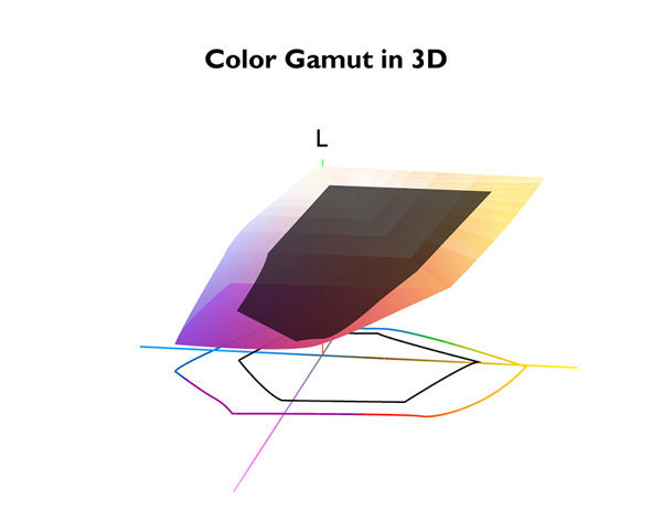 Color gamut in 3D.