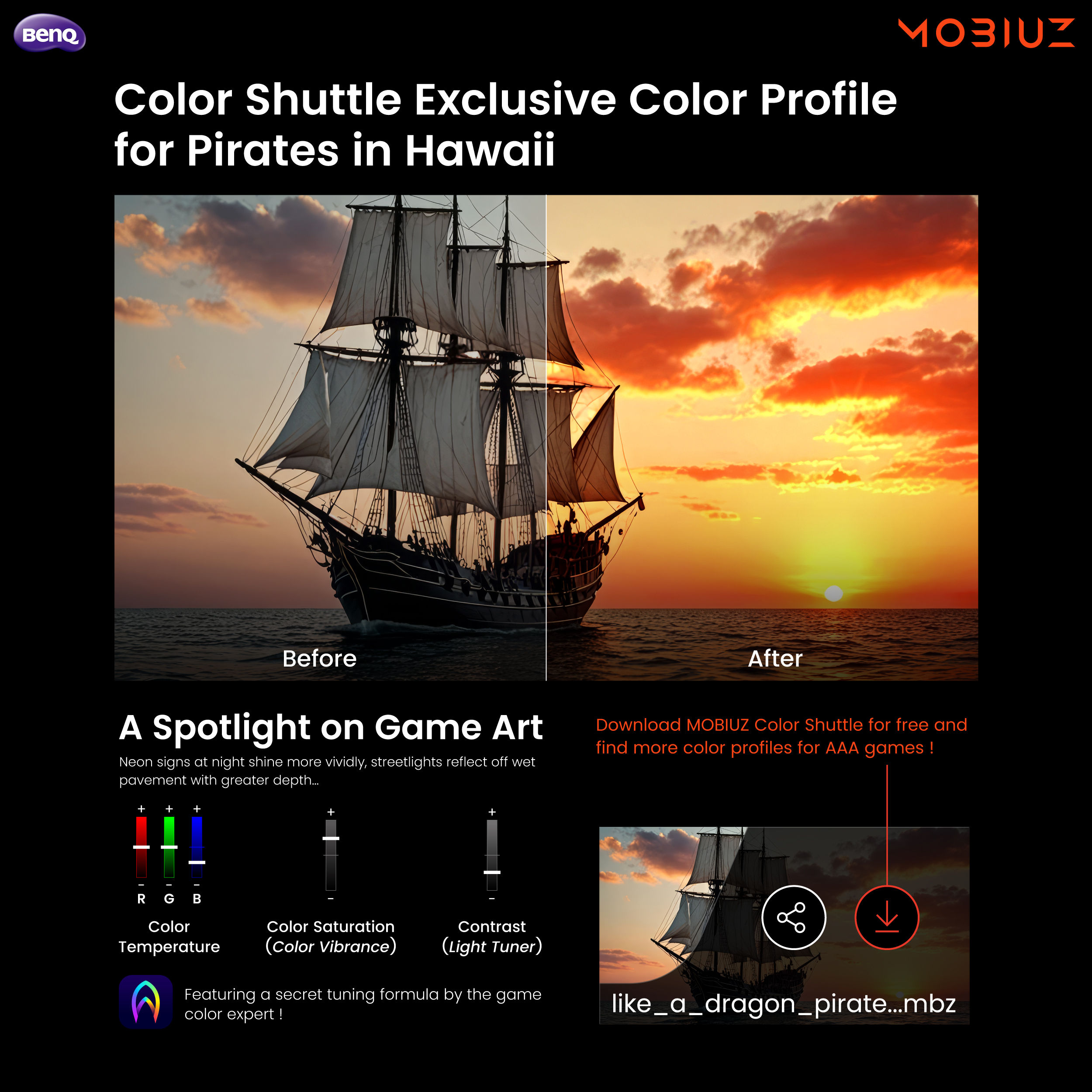 BenQ MOBIUZ Color Shuttle provides the best color profile for playing Pirates in Hawaii!