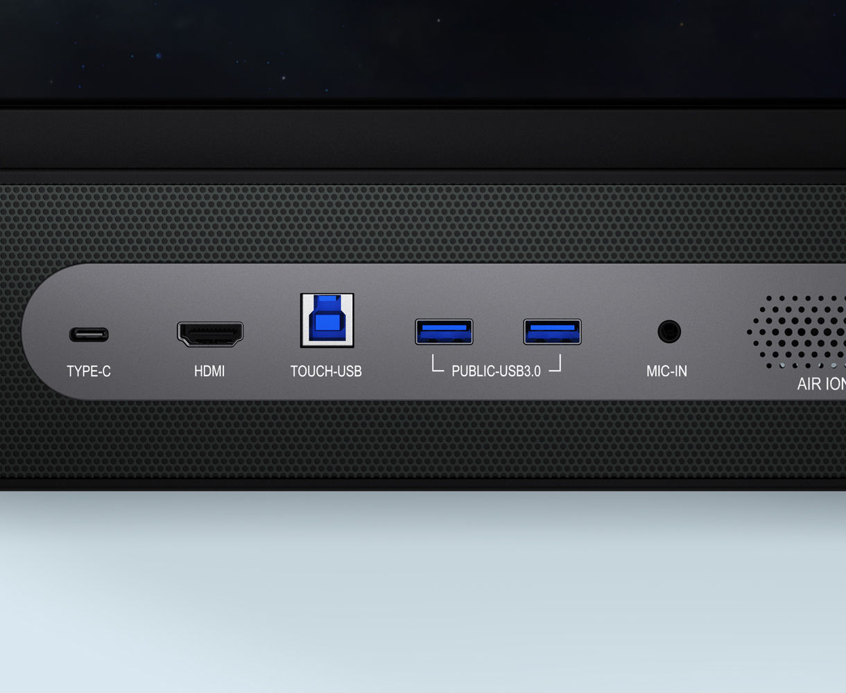 Multiple diverse front ports for connectivity on the RP03 BenQ Board display