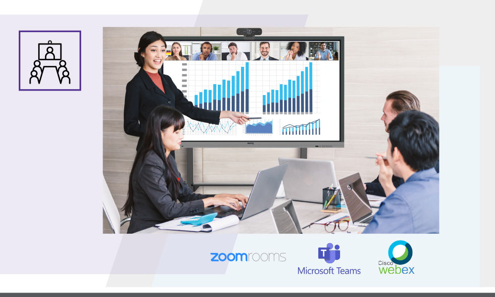BenQBoard All-In-One Collaboration Solution is perfect for apps like like Teams, Zoom, and Webex,.