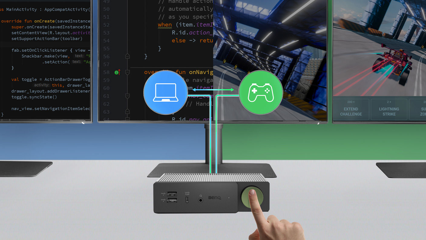 With the BenQ Hybrid Dock, you can quickly switch between work and play with just one click.