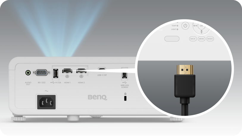 BenQ LW650 dapat melakukan Penyalaan Otomatis begitu sinyal masukan HDMI terdeteksi