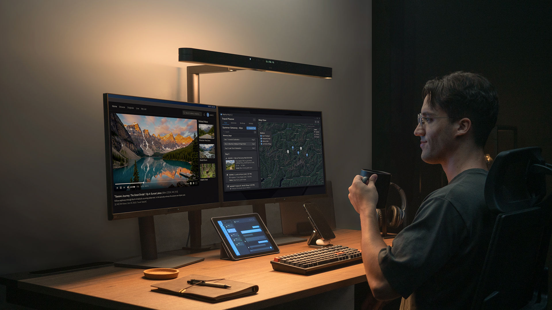 BenQ ScreenBar Max warm lighting for relaxation