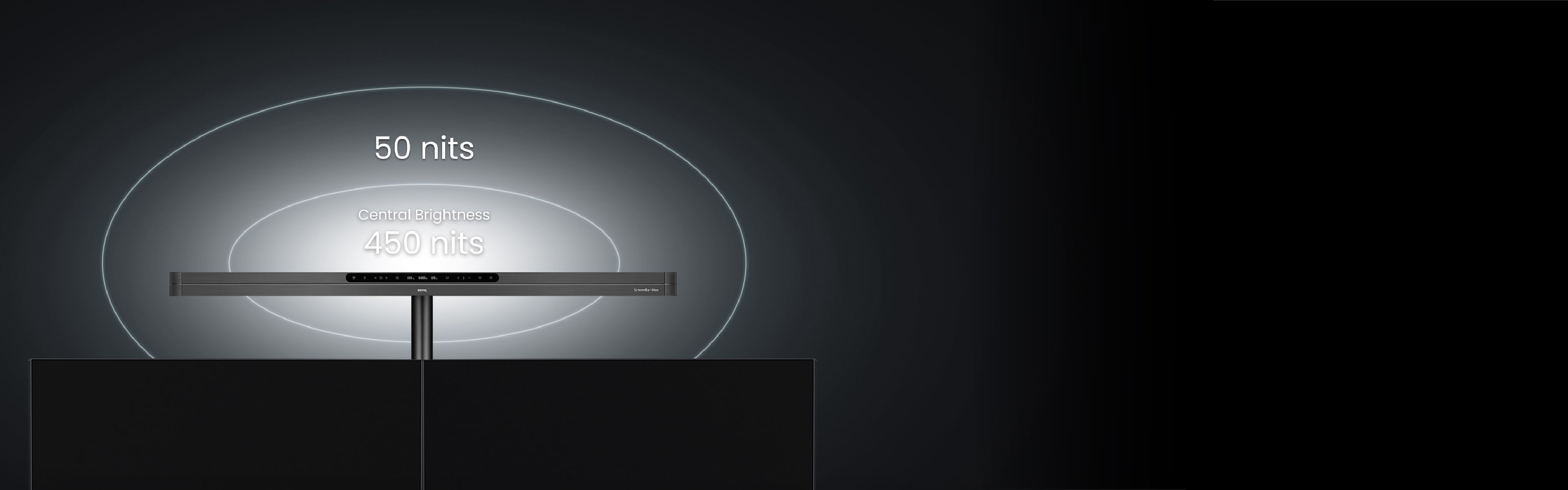 BenQ ScreenBar Max ambient backlight for balanced screen contrast