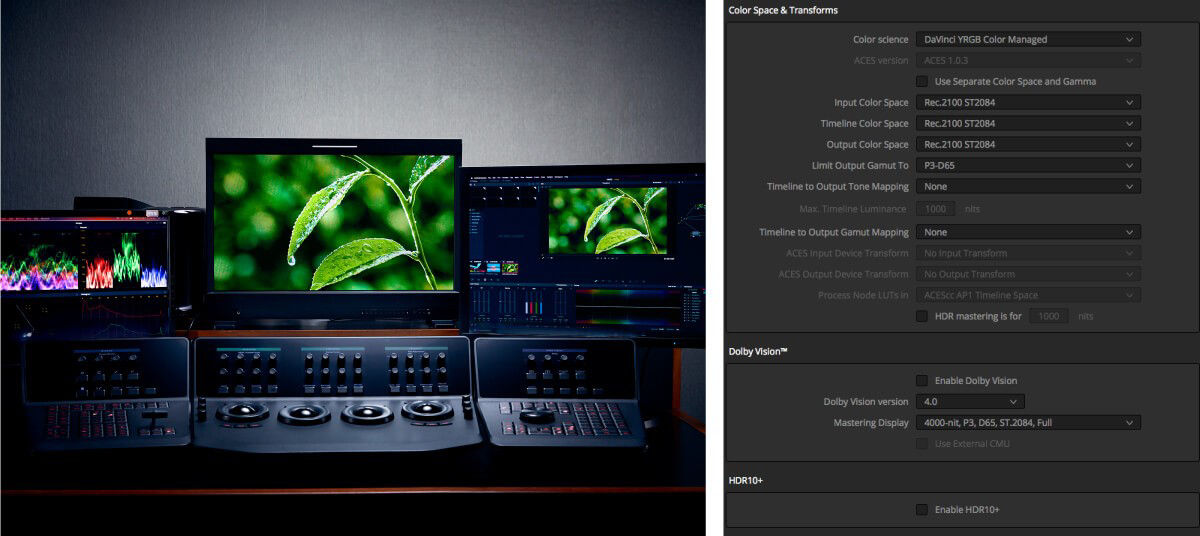 A color grading suite is equipped with the color grading software and monitor.