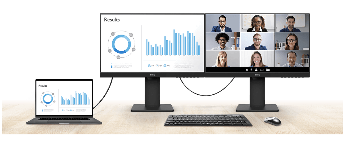 Benq GW2485TC Řetězové propojení umožňuje vytvořit konfiguraci s více monitory nabízející větší pracovní plochu a přispívá k čistému a uklizenému pracovišti.