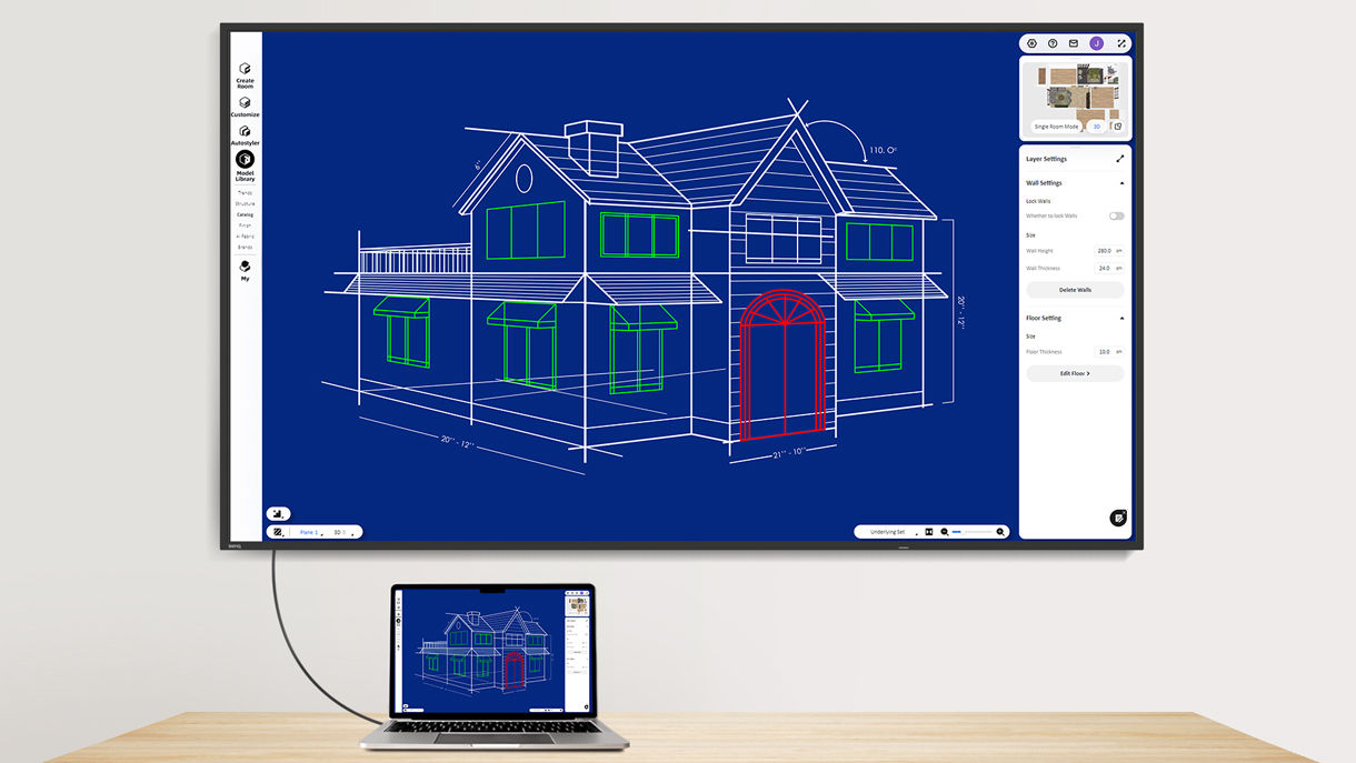 High-detail mode enhances schematics, blueprints, and floor plans with improved contrast for greater clarity and precision in courses on architecture, engineering, urban planning, interior design, and more..