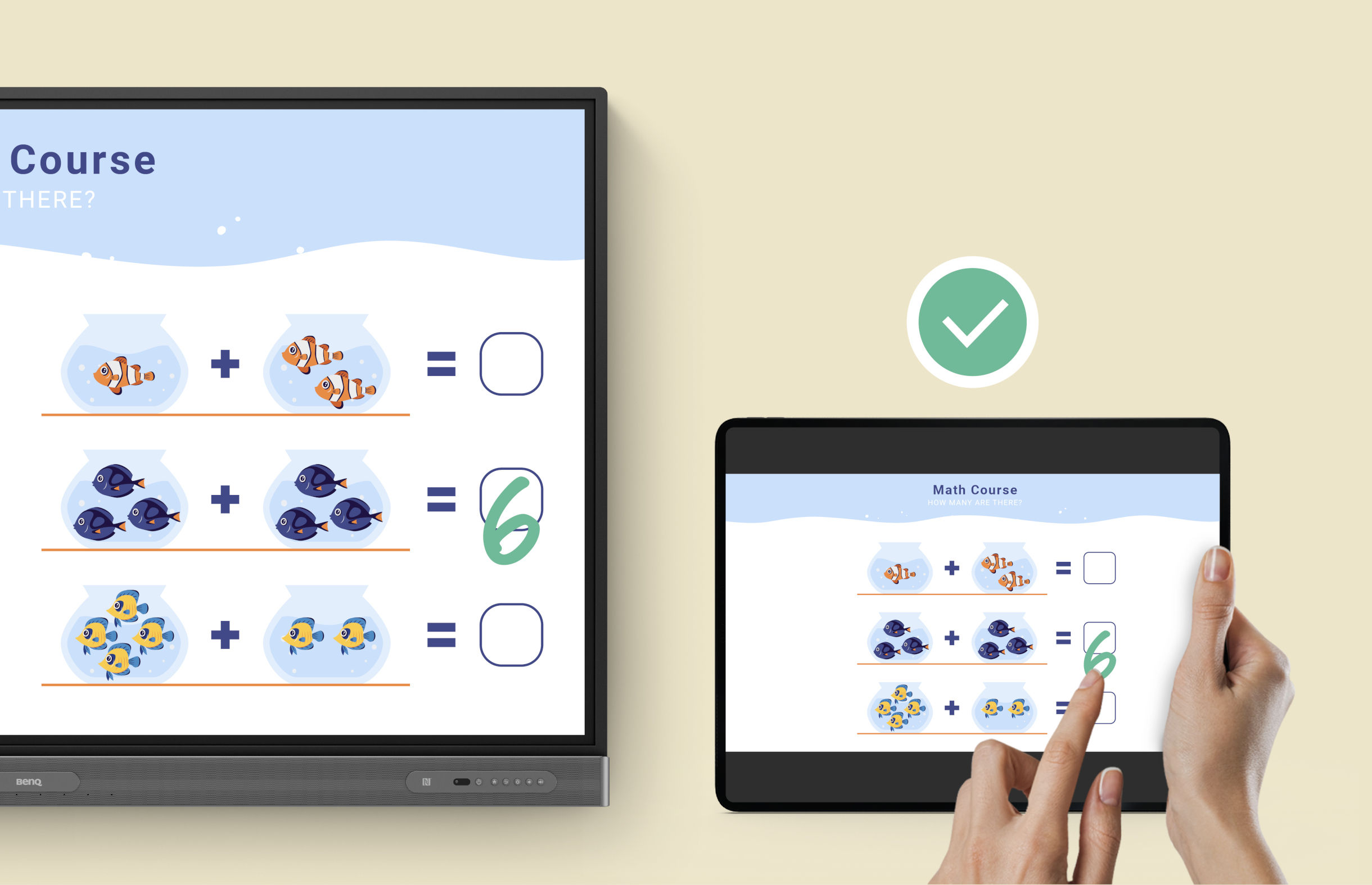 Students annotating remotely and content shows on display