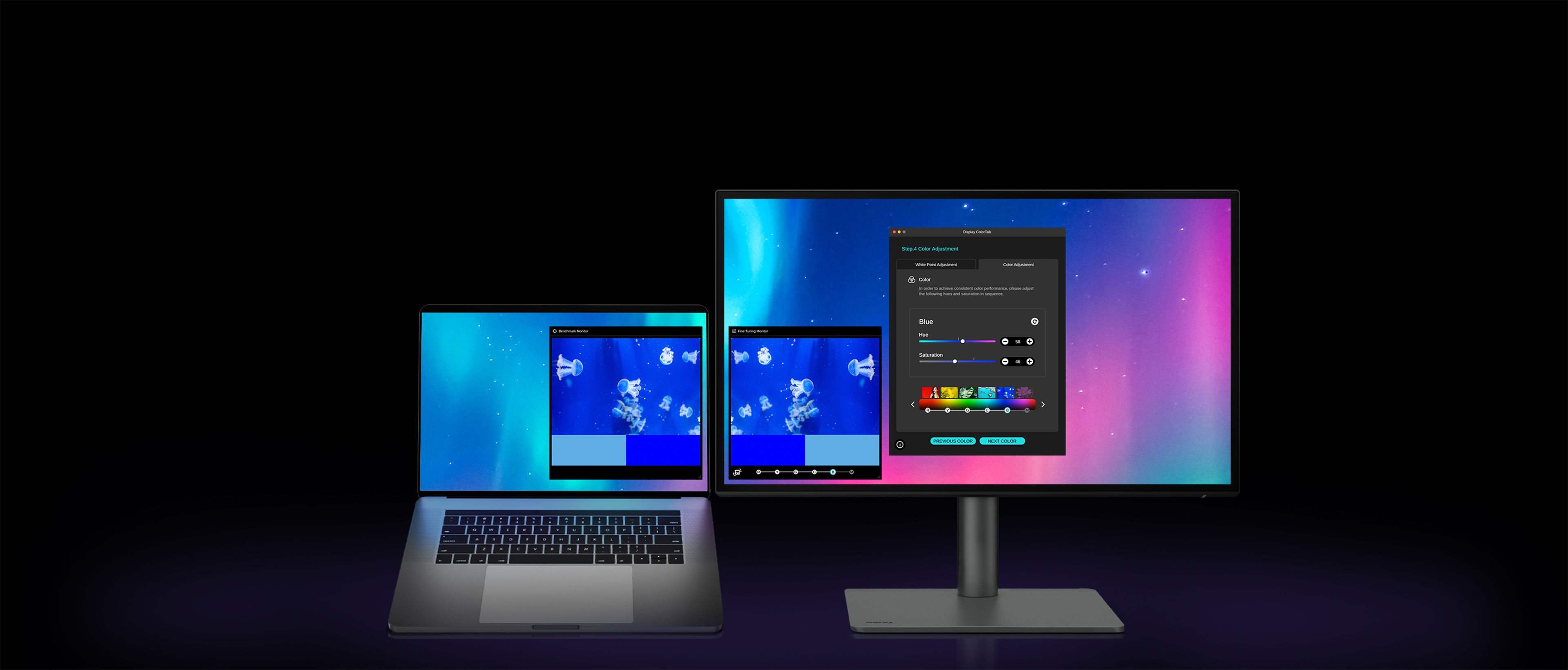BenQ Display ColorTalk software makes it easy to sync colors across monitors with just a few clicks. Save time and effort, focus on your creativity. 