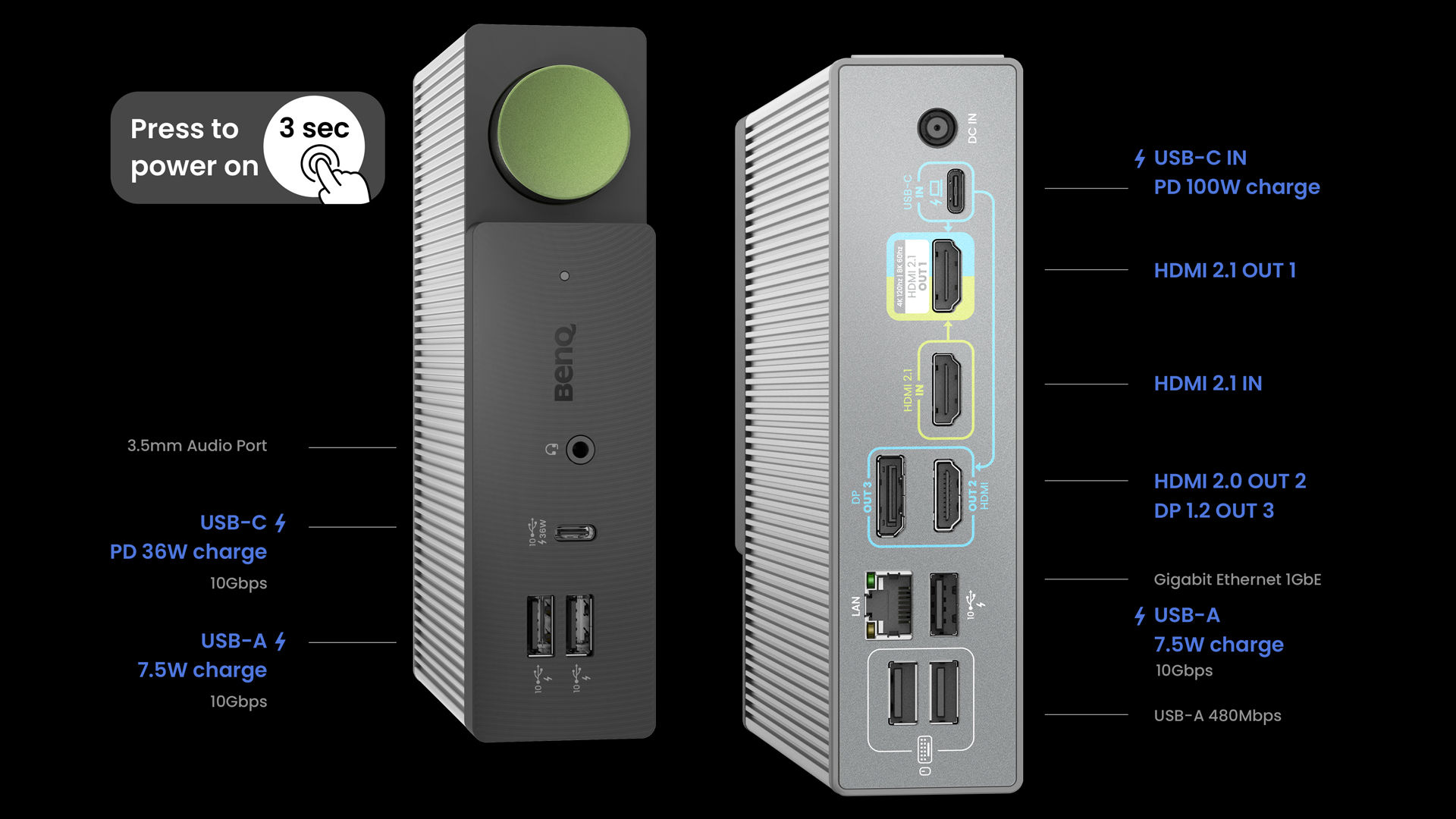 spec introduction of benq dock dp1310 becreatus 13 ports in 1 with usb c usb a hdmi 2.1 displayport audio port and lan port