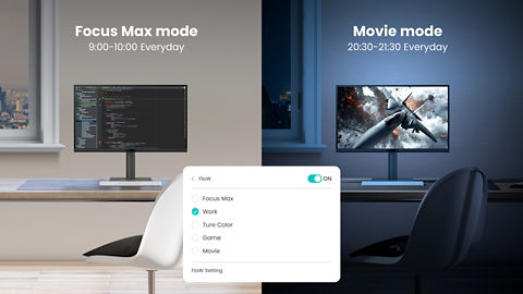 The BenQ Programming Series software caters to your needs with intuitive control of features like MoonHalo, Night Hours Protection, and KVM onscreen control.