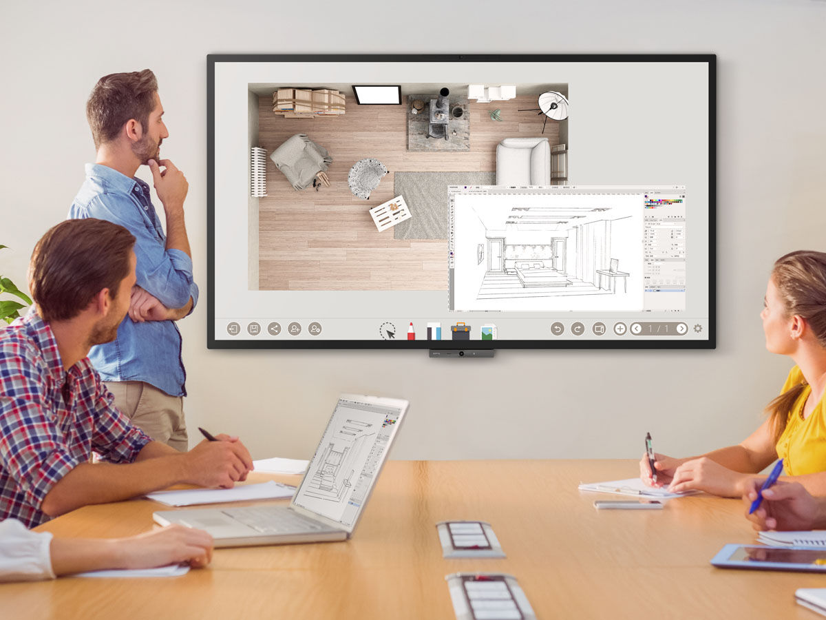 BenQ DuoBoards expand creative space via EZWrite to simultaneously conference and collaborate.