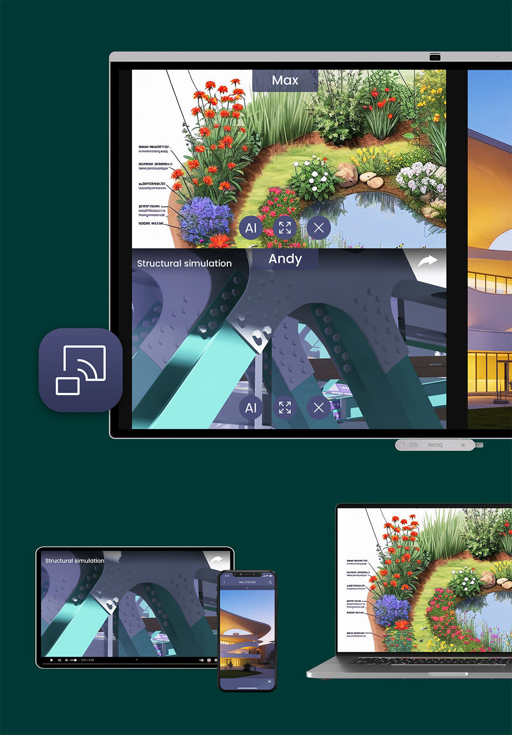 Wirelessly share your screen via BenQ InstaShare 2.