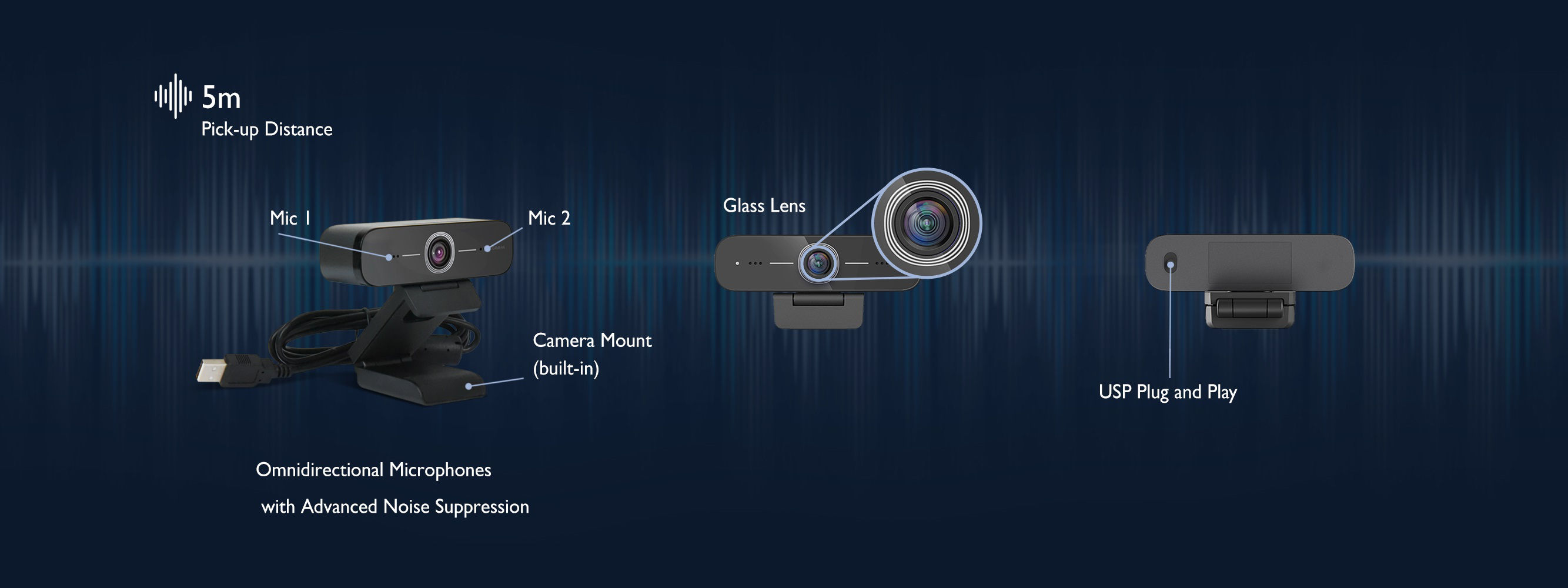 DVY21 features 2 mics with 5m pick up distance and echo cancelation.  