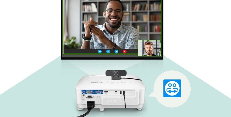 It's easy to start a video conference with BenQ Smart Projector for Business EH600 and DVY21  webcam. 