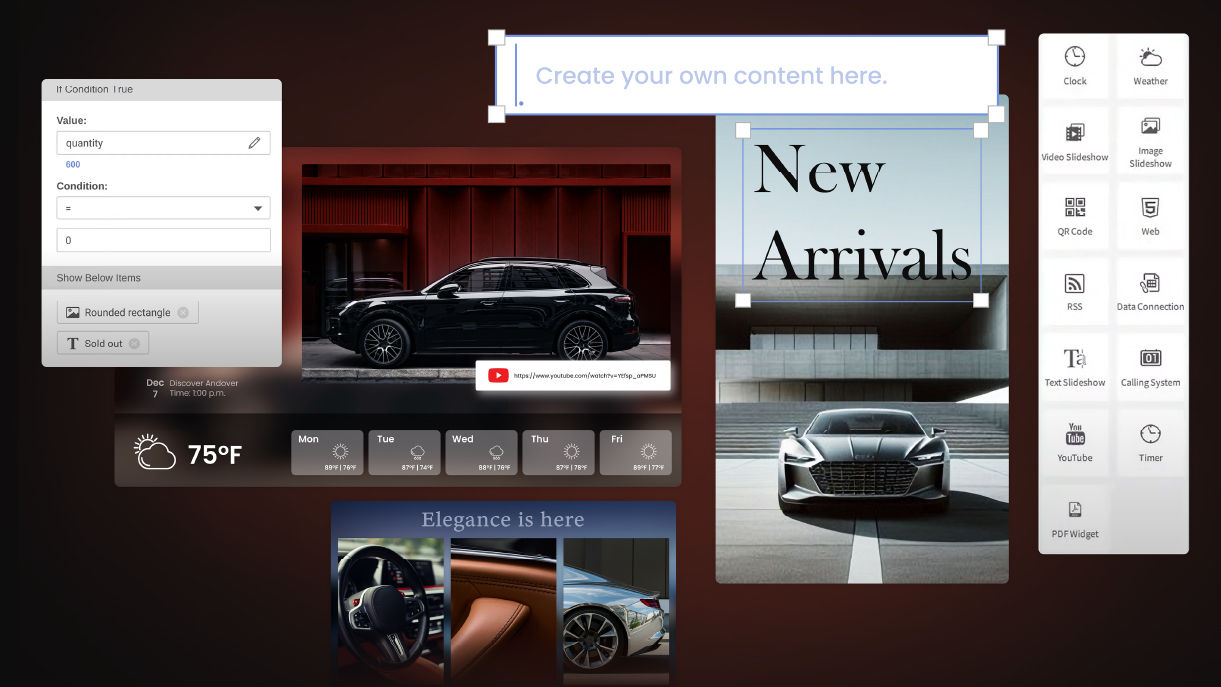 Remote content management with BenQ X-Sign software on a digital signage display, allowing easy updates for promotions in retail and office environments.