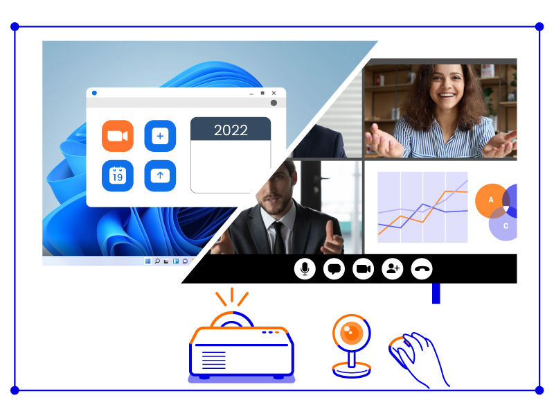 The host logs in to Zoom or other video conferencing apps on BenQ EH620 to start the remote meeting