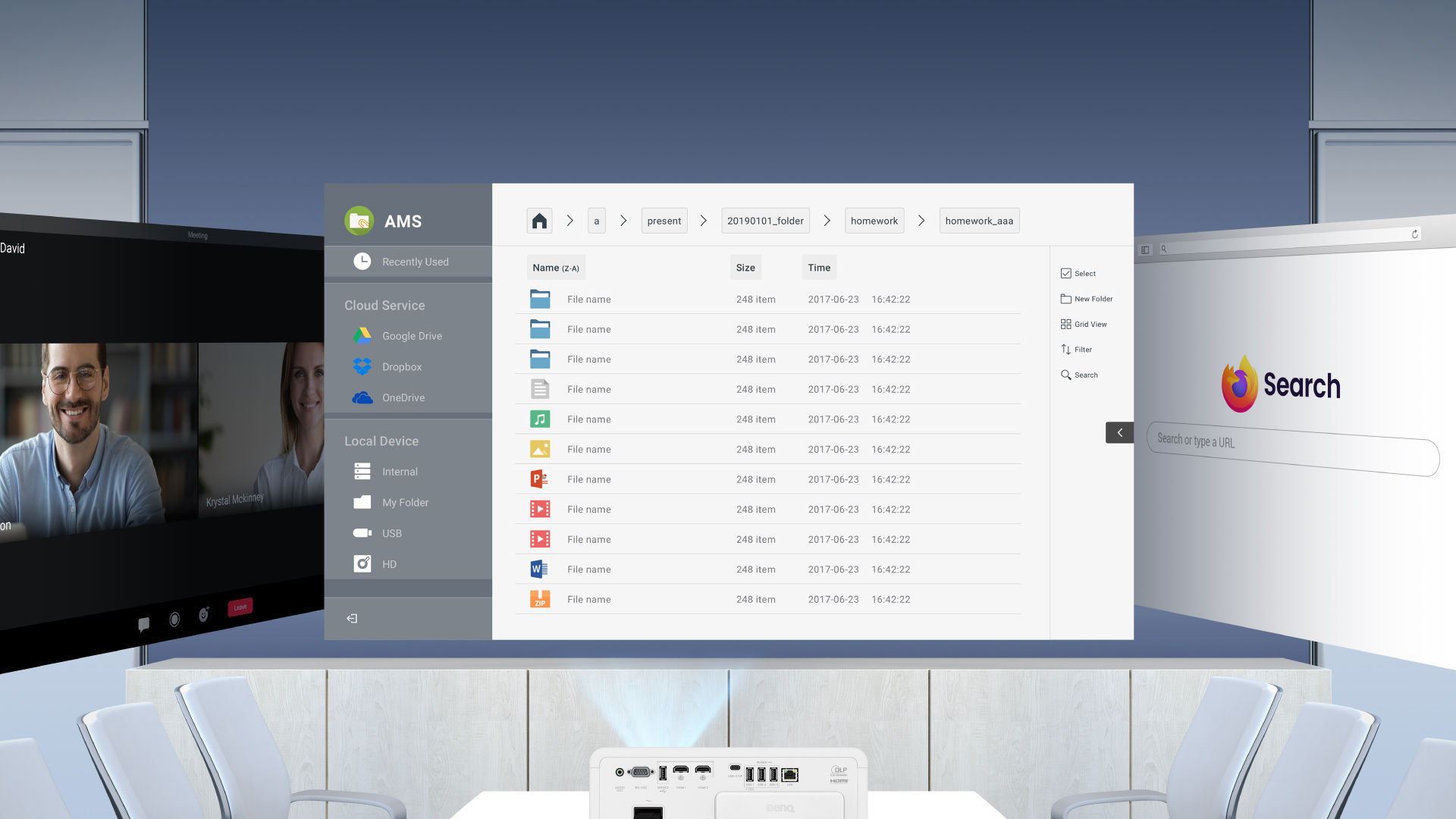 BenQ EH700 Smart Projector is pre-installed business apps for cloud-based file sharing, video conferencing, and web browsing