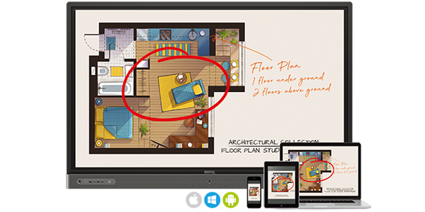 BenQ InstaShare supports two-way mirroring and touch-back on smart education interactive board