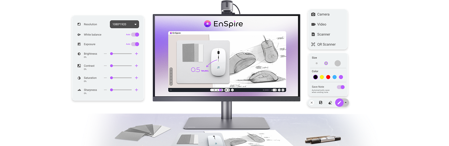 視覺展示工具 EnSpire，多種畫面設定與調整功能，讓線上視訊溝通的畫面展示，變得輕鬆高效。