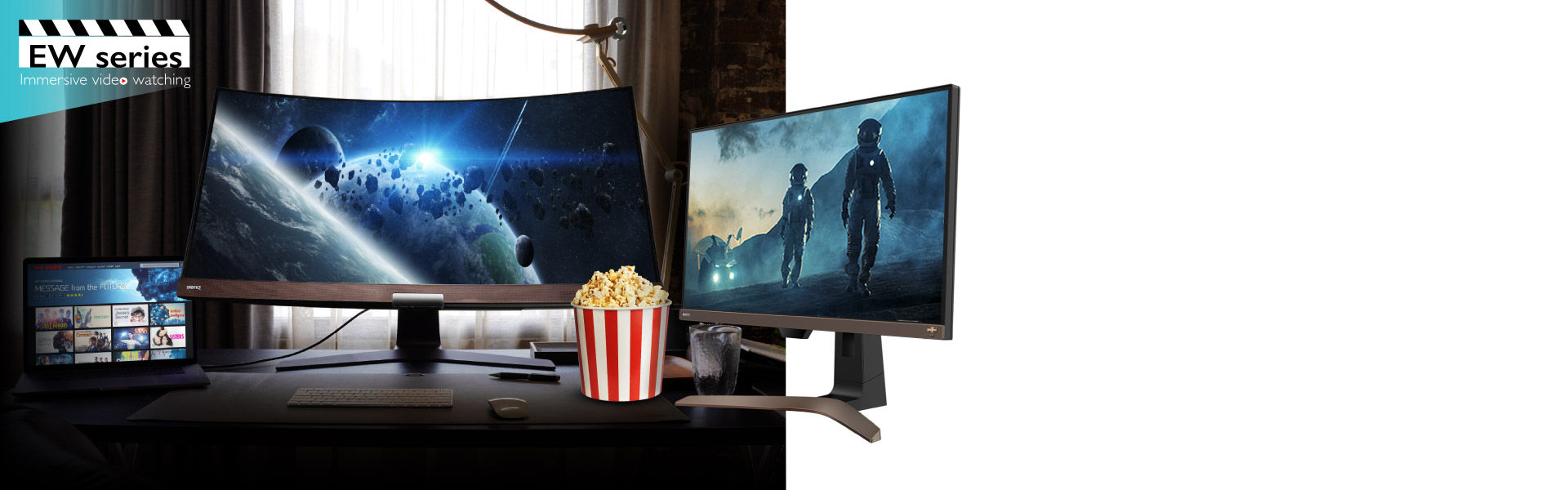 BenQ EW Series monitor with immersive video watching