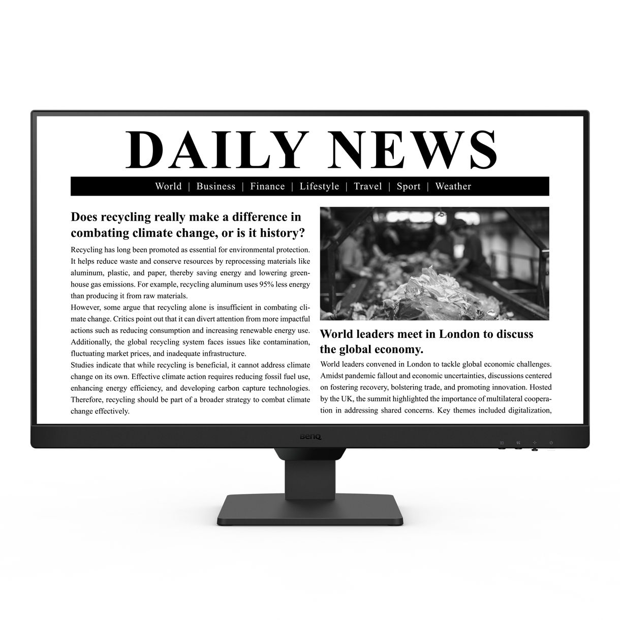 BenQ BL2790's ePaper Mode, the simulated e-book display, balances the text and background to make long reading sessions easier on the eyes.