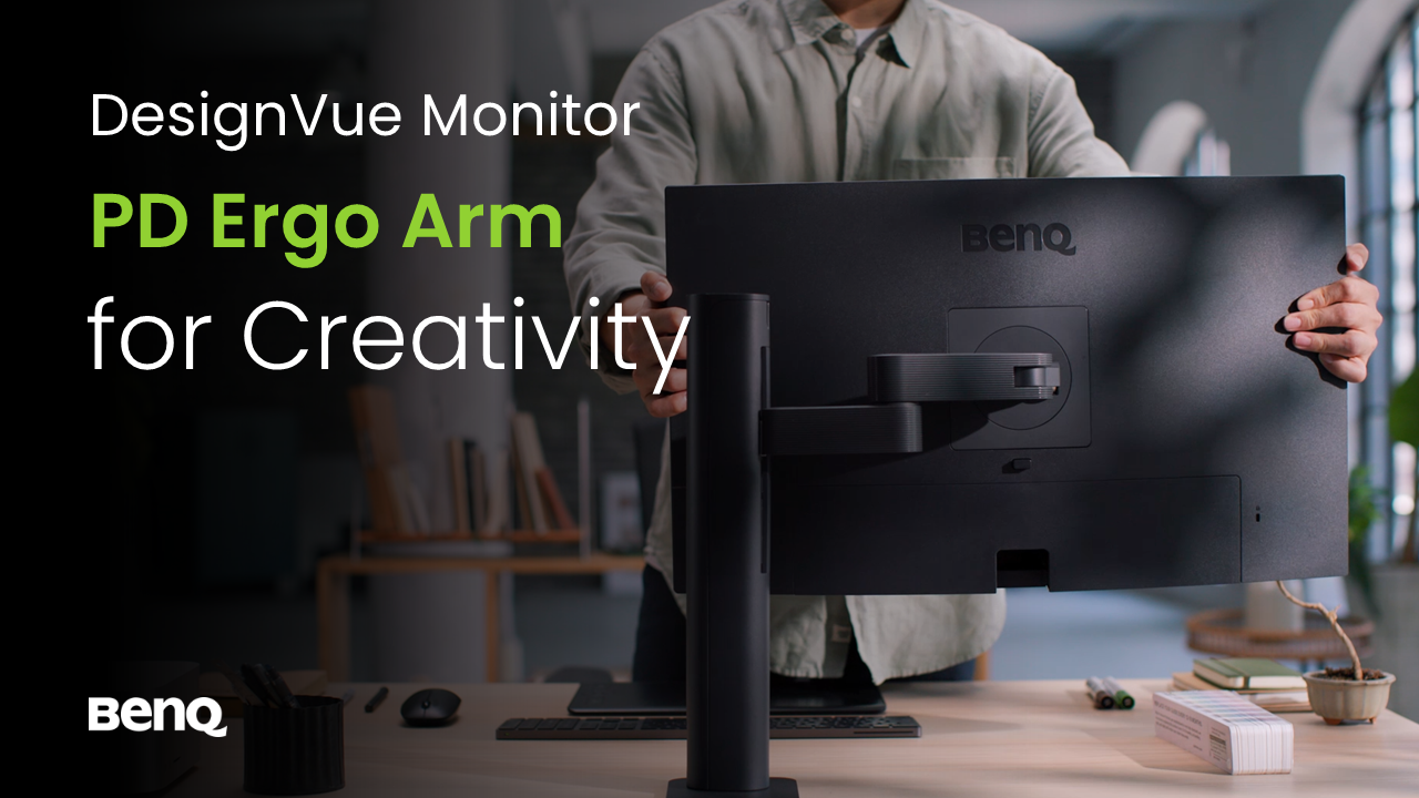 Siekdama viename įrenginyje suderinti našumą, suderinamumą ir lankstumą, „BenQ“ kai kuriuose pasirinktuose „BenQ DesignVue“ monitoriuose sumontavo ergonomišką laikiklį. Skaitykite toliau ir sužinokite daugiau apie „BenQ“ monitorių laikiklio „Ergo Arm“ privalumus