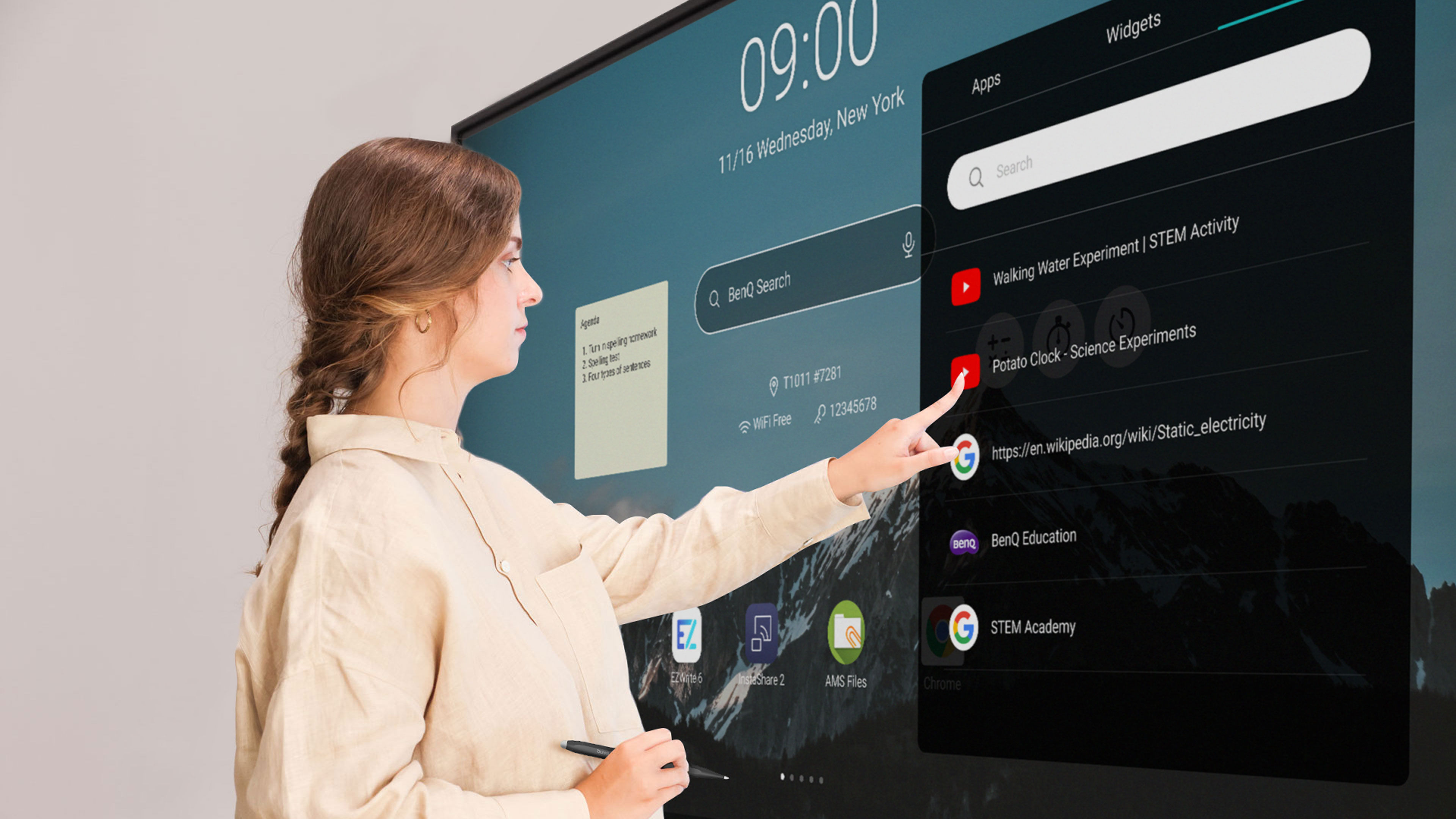 Interactive Digital Whiteboard RE04A Interactive Display with all-in-one tools designed to simplify teaching and provide everything needed on one board.