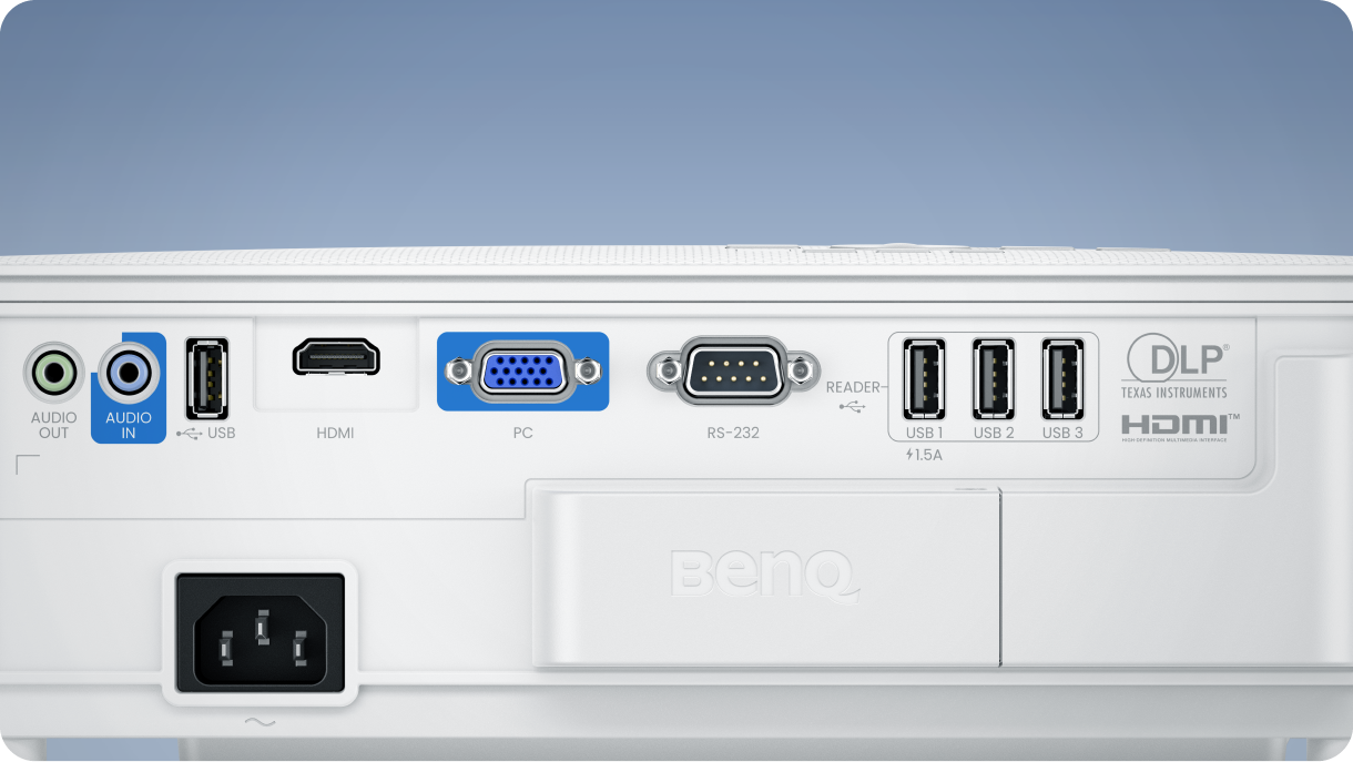 Berbagai opsi koneksi serbaguna BenQ EU610ST menyediakan transmisi konten definisi tinggi yang mulus dan efisien
