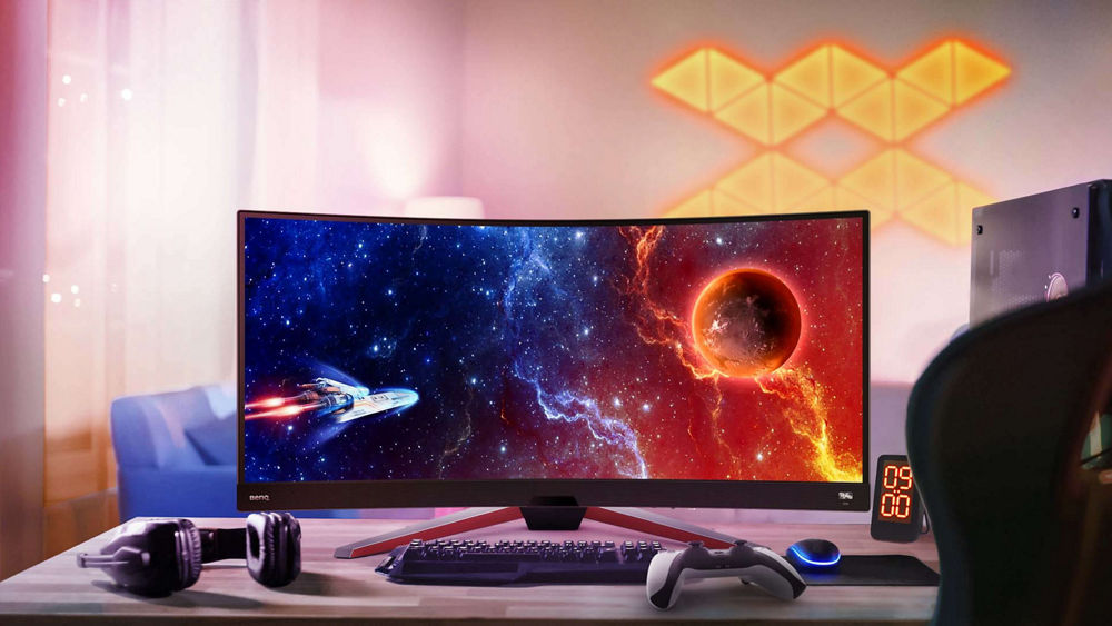 BenQ MOBIUZ EX3410R Monitor curvo para juegos de 34 pulgadas, 2K, 1440p,  144 Hz, 1 ms con control remoto, HDRi | 1000R | Optimizador de color 