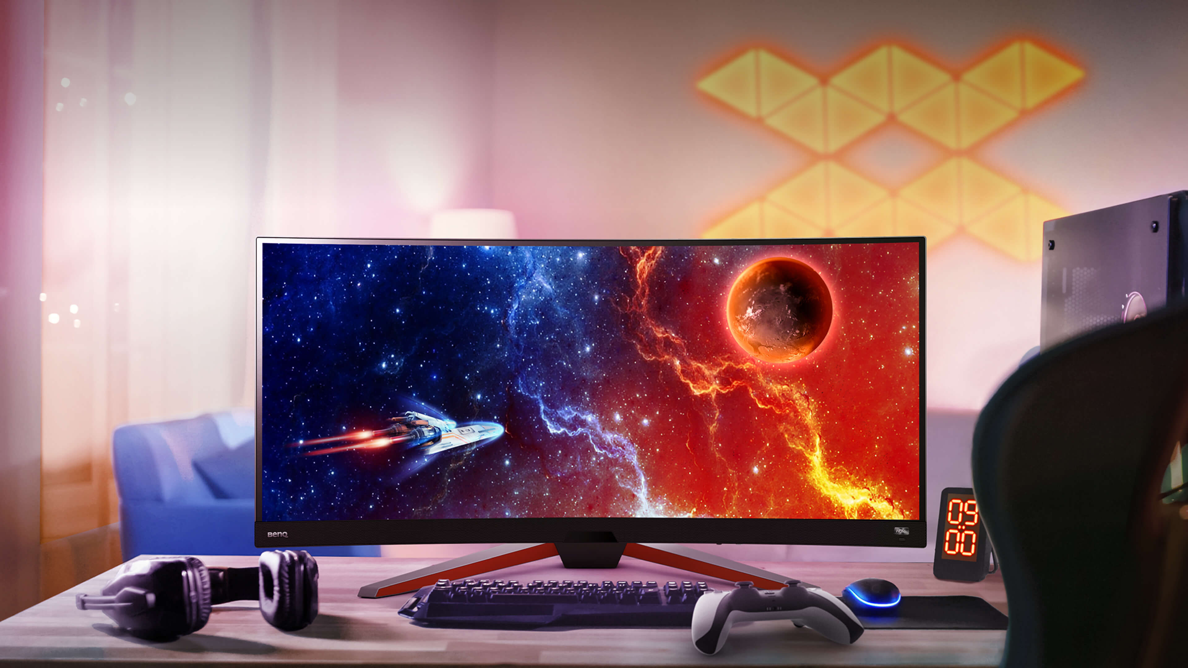  BenQ MOBIUZ EX3415R Monitor curvo para juegos de 34 pulgadas,  2K, 1440p, 144 Hz, 1 ms con control remoto, IPS, HDRi, DCI-P3, 1900R, Optimizador de color