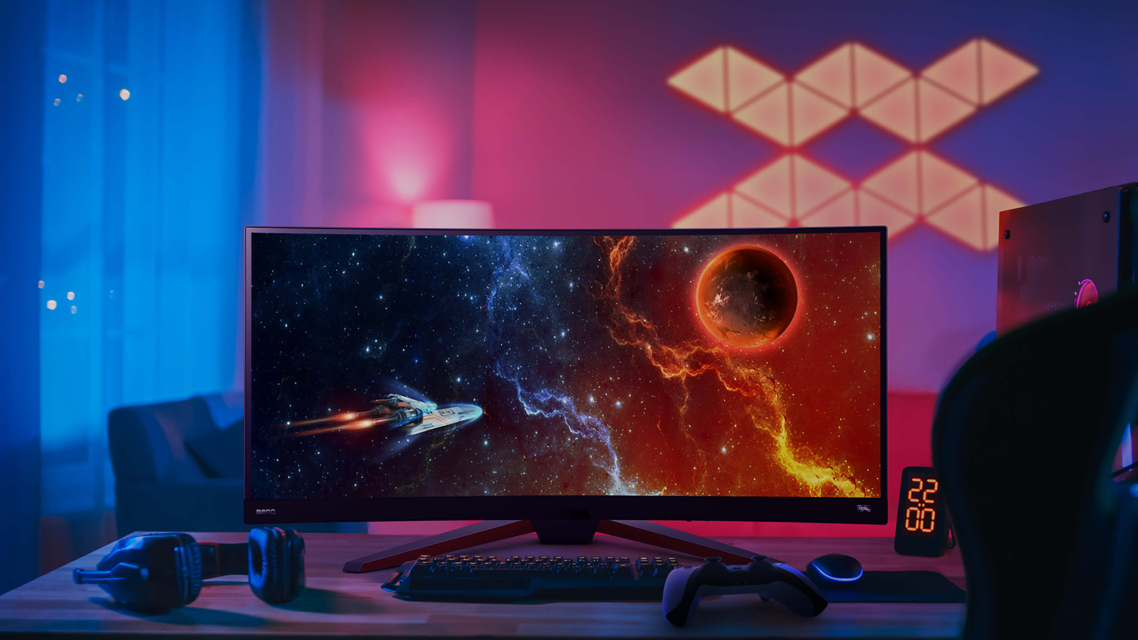  BenQ MOBIUZ EX3415R Monitor curvo para juegos de 34 pulgadas,  2K, 1440p, 144 Hz, 1 ms con control remoto, IPS, HDRi, DCI-P3, 1900R, Optimizador de color