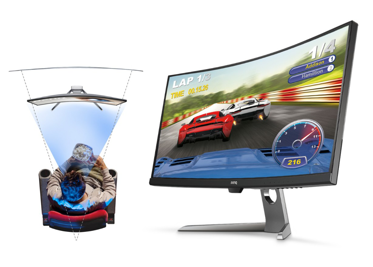 Mit der Krümmung von 1800R bietet der Curved Monitor ein gesamtes Sichtfeld und immersives Gaming