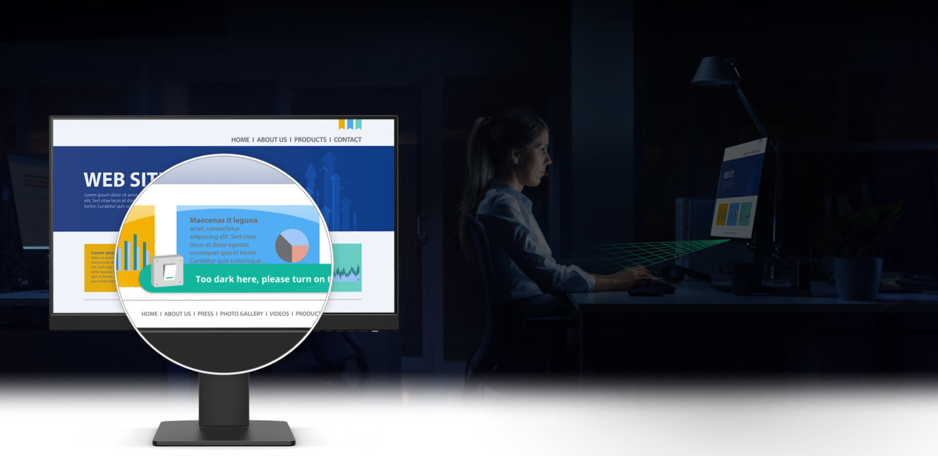 eye-careu notifies you to adjust the lighting when your monitor's built-in sensor detects dark environments