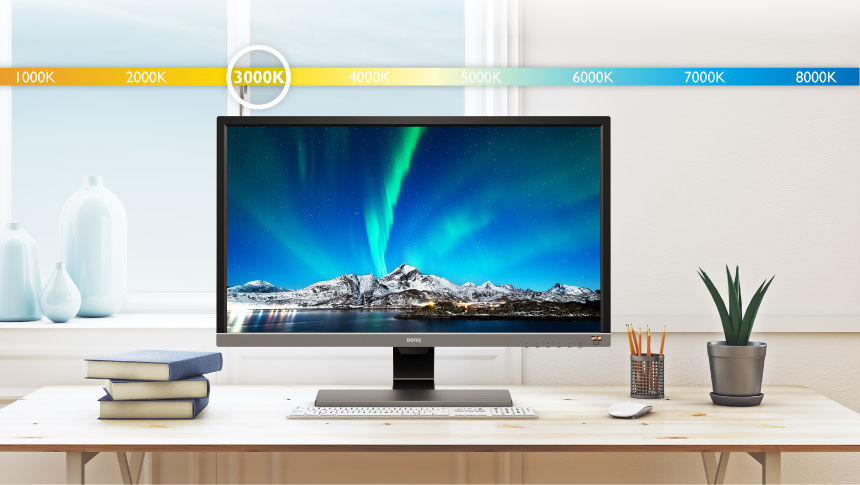 Brightness Intelligence Plus, the ambient light, adjustable monitor brightness and color temperature