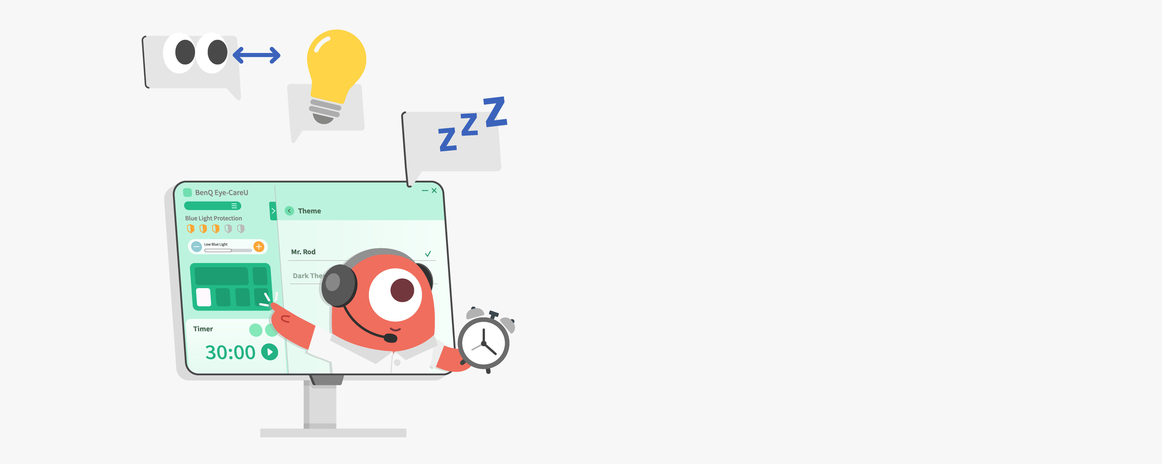 BenQ GW2490 pop-up software works as an reminder assistant, allowing quick navigation and setting via its quick on-screen control.
